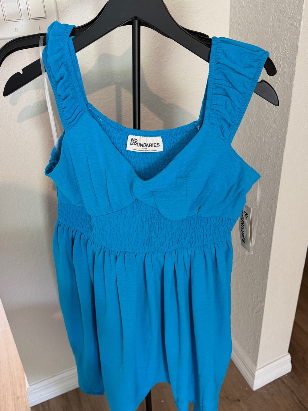 No Boundaries Turquoise Blue Sundress with Ruching